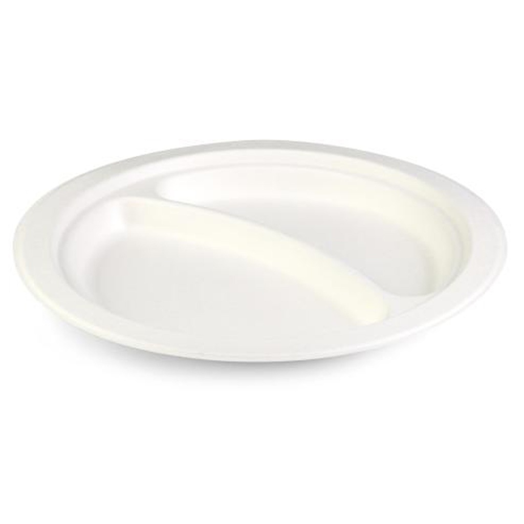 Assiette Senza ronde en canne à sucre - 2 compt - Sier - 40 pcs