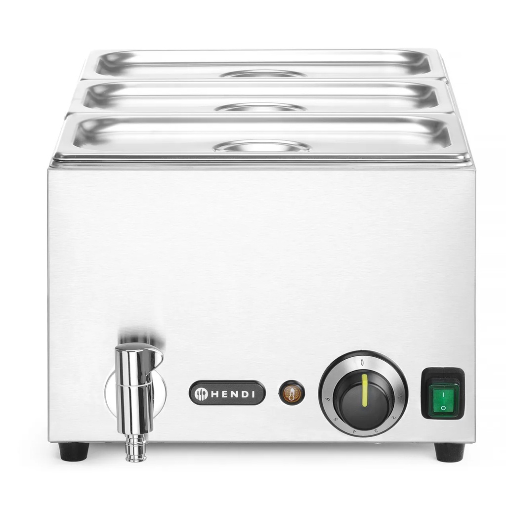 238868 Bain Marie met afvoerkraan Ranger + 3 x GN 1/3 & deksel Hendi