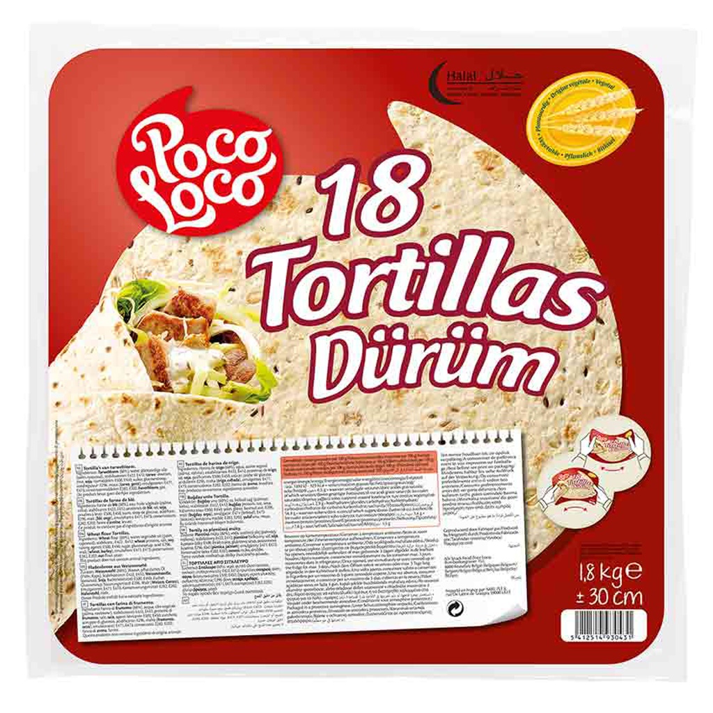 Tortillas Durum Antalya 30 cm Poco Loco 18 st