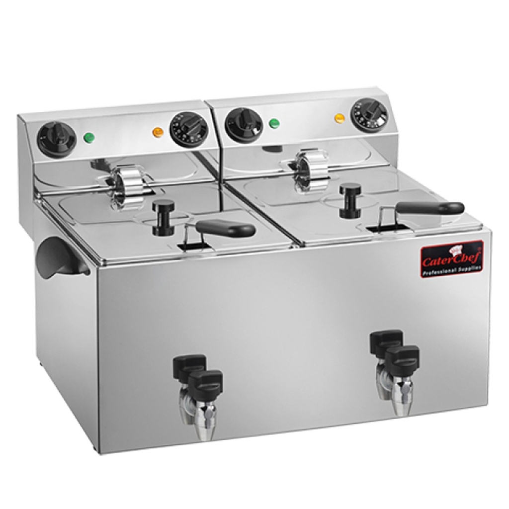 Friteuse Caterchef 9+9 Ltr Emga Met Aftapkraan