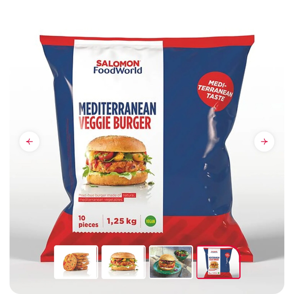 Mediterranean Veggie Burger Salomon 1.25kg/zak (zak=10st) 