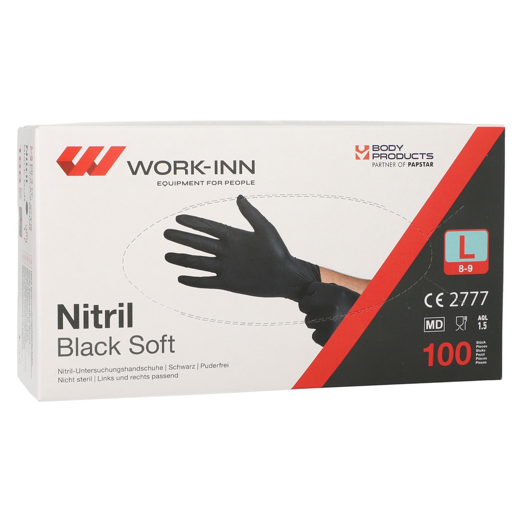 Handschoen Nitrile Zwart Poedervrij Large 100 st