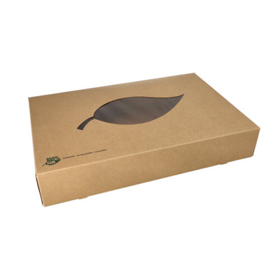 Cateringdoos 31.34 X 6.4 X 8 cm Bruin Met Venster 10 st