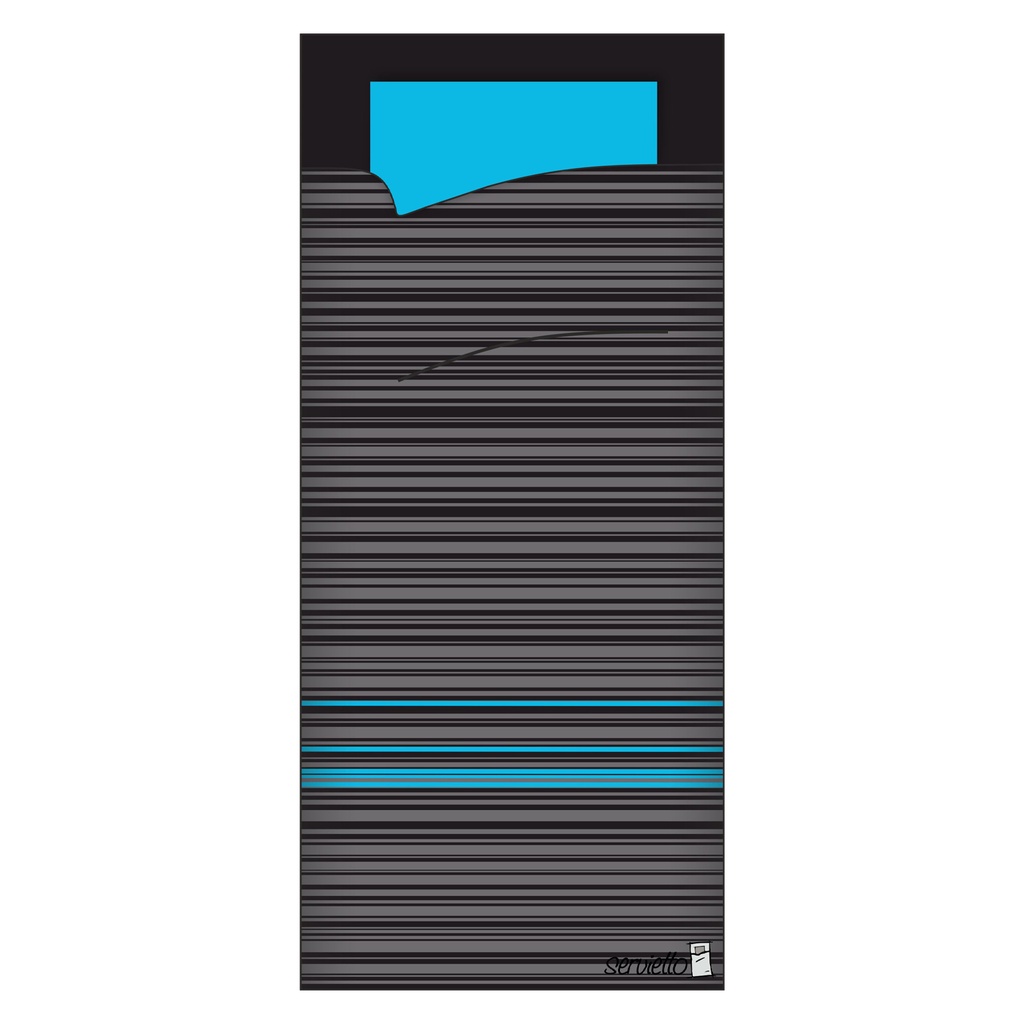 Bestekzakken Zwart/aqua + Aqua Servet 100st