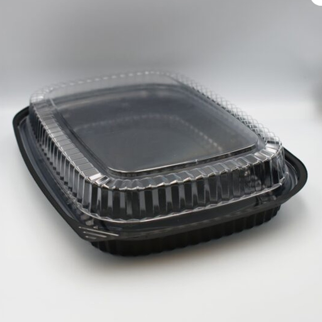 Saladebox Maxi Bodem Zwart 700cc 50st (24,5x18,5x3,5cm)
