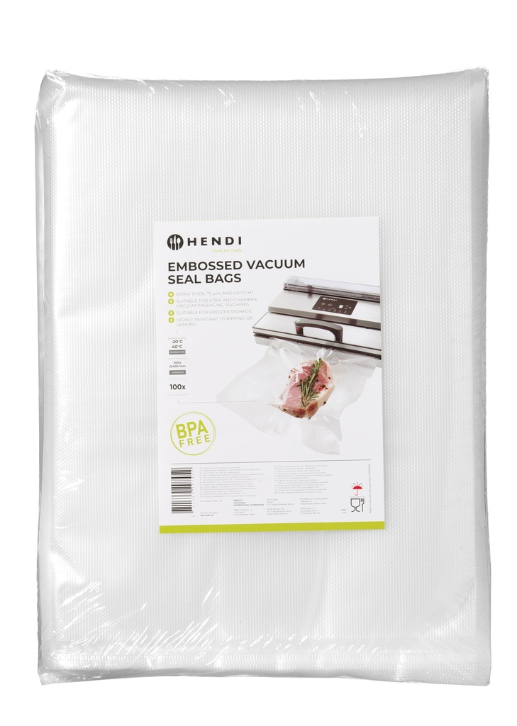 297452 Sacs Sous Vide Gaufrés 75 µm 300 x 400 mm Hendi 100 pc