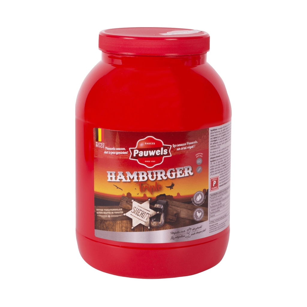Hamburger Triple Saus Pauwels Pet 3 L