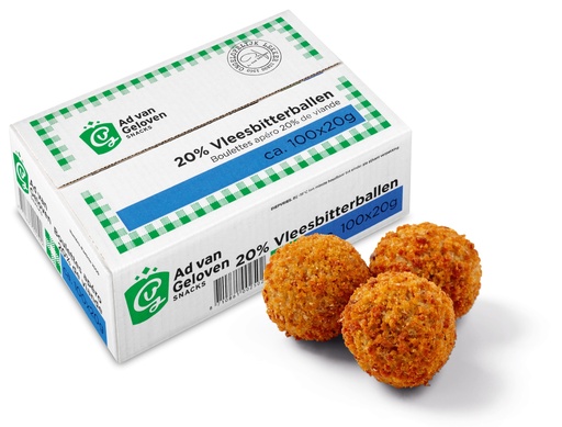 [613] Bitterballen Vlees 20% Ad van Geloven 100 x 20 gr