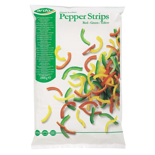 [14216] Poivrons Lanieres Vert/Rouge/Jaune Ardo 1 kg