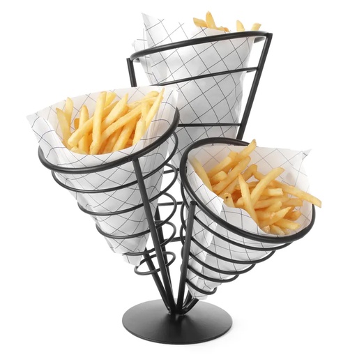[9348] Frietzakhouder Zwart met 3 houders