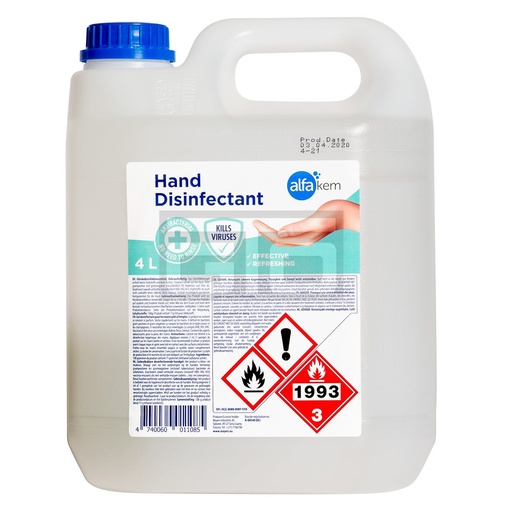 [8900] Desinfectie Vloeistof Handen  'Alfakem' Can  4 L