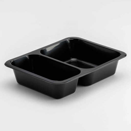[10070] Plastiek Menuschaal Rechthoekig 2-vaks H45 zwart (227x178x49H) 50 st 