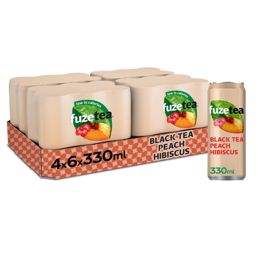 [10764] Fuze Tea Black Tea Peach Hibiscus Blik 6 x 4 x 33 cl