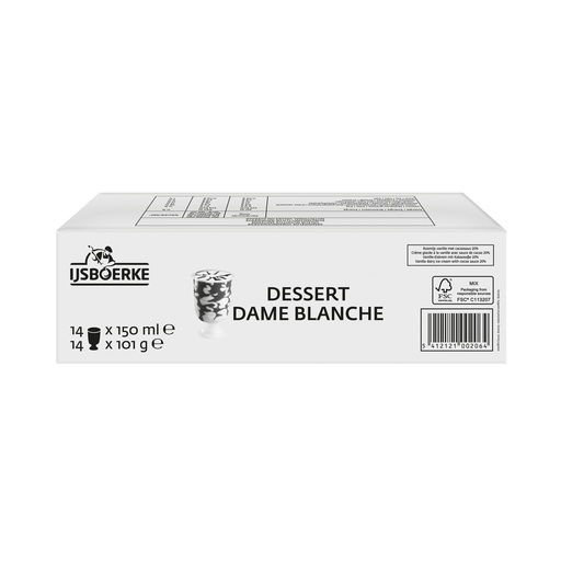 [9859] Dessert Dame Blanche Ijsboerke 14 x 150 ml
