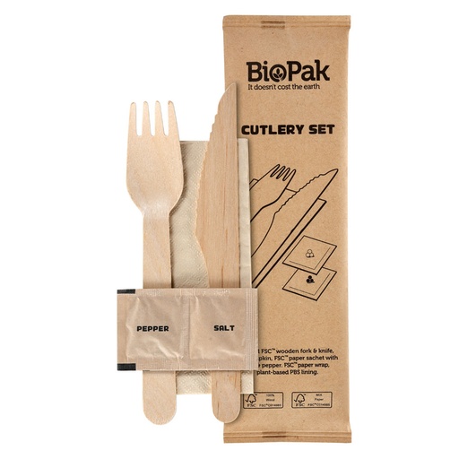 Bestek Hout Mes/ Vork/Peper/ Zout -  250 st - 195922