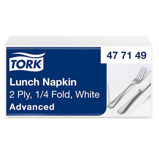 [344] Lunch Napkin Tork 33x33cm 2L 1/4 Wit Per Doos