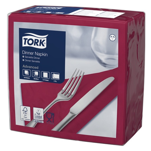 [3329] Servet 40x40 Tork 250st 2 Laags Rood 