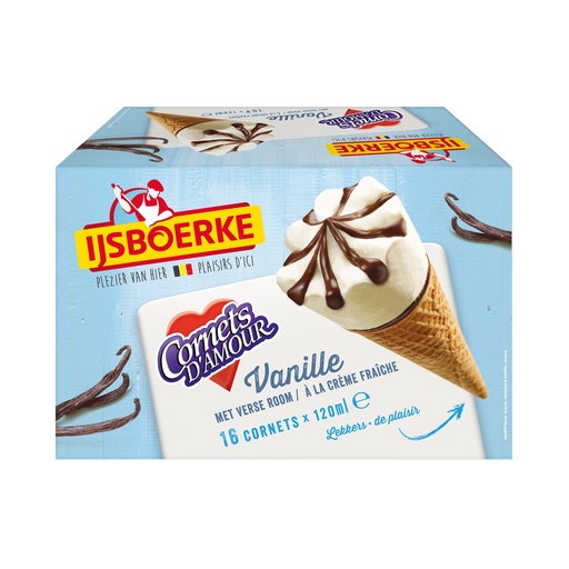 [10549] Cornets d'Amour Vanille Ijsboerke 16 x 120 ml 