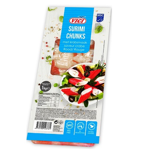 [8913] Rode Surimichunks Met Krabsmaak Msc Dv 1kg
