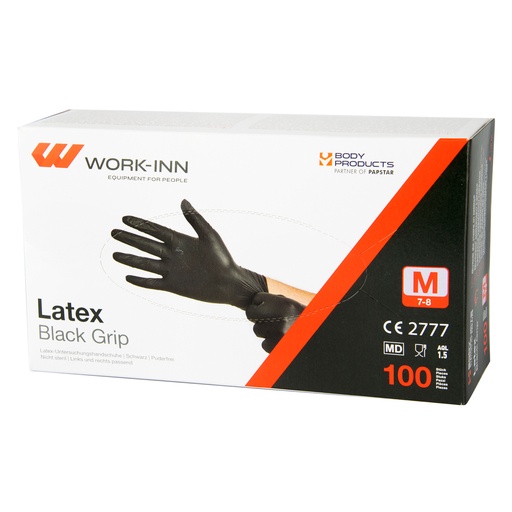 [10713] Handschoen Zwart Poedervrij Medium 100st Latexfree