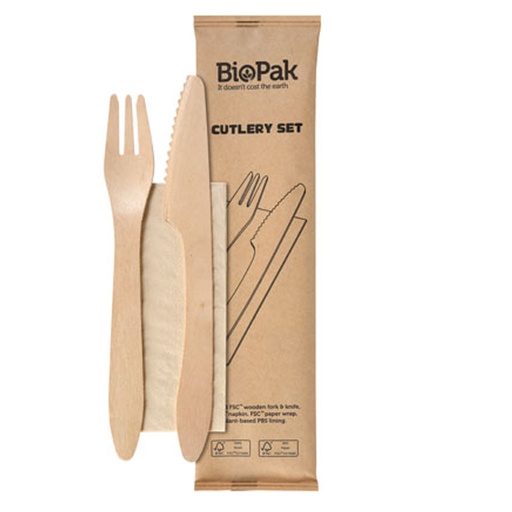 [10782] Cutl Bestek Pack 3/1 Waxed Wood 19 Cm Duni 400st 