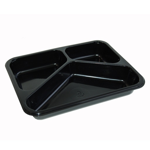 [7378] Menuschalen 3vaks Pp Zwart 225x175x30mm 500st Papstar