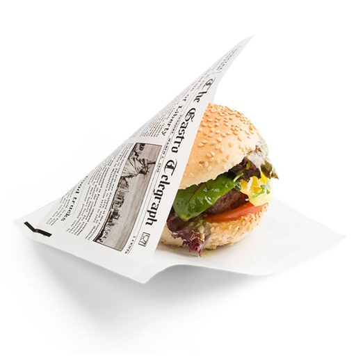 [687] Hamburger Zakje News Paper 130 x 150 mm Sier 300 st